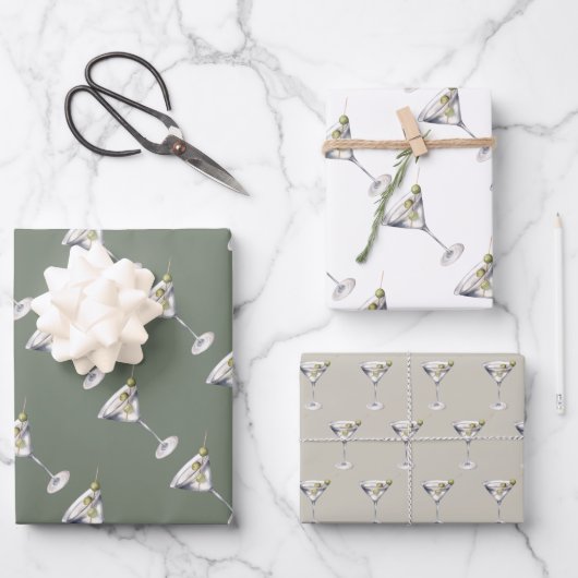 Martini cocktails bar patroon inpakpapier vel (Voorkant)