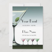 Martini Cocktails Party Invitation Kaart (Voorkant)