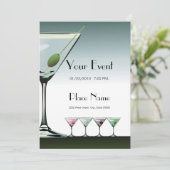 Martini Cocktails Party Invitation Kaart (Staand voorkant)