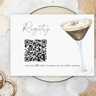 Martini Coffee QR-code bruiloftsshower cadeau-lijs Informatiekaartje