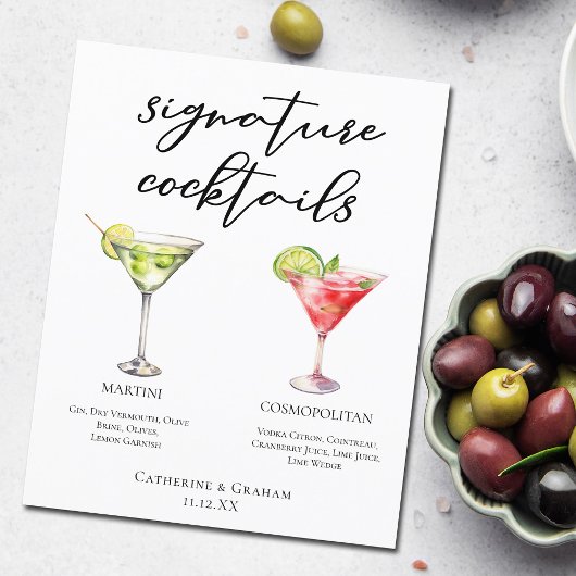 Martini Cosmopolitan Signature Cocktails Menu