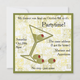 Martini Divorce Party Invitation Kaart