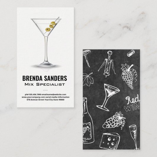 Martini Drink | Carte de visite du barman (Devant / Derrière)