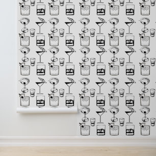 Martini en Cocktails Zwart-wit Moderne Drink Behang