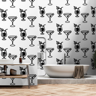 Martini en Cocktails Zwart-wit Moderne Drink Behang