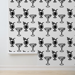 Martini en Cocktails Zwart-wit Moderne Drink Behang