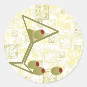 Martini en olijven ronde sticker