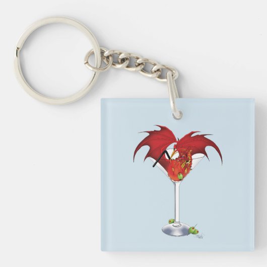 Martini Fantasy Red Dragon QR-code Sleutelhanger (Voorkant)