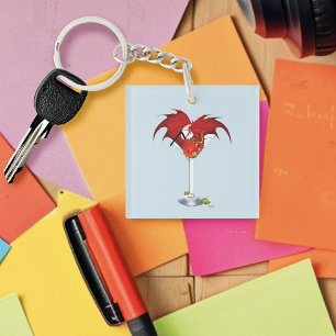 Martini Fantasy Red Dragon QR-code Sleutelhanger
