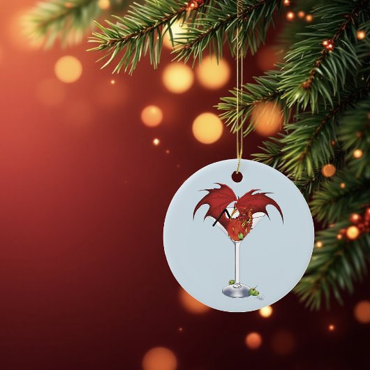 Martini Fantasy Rode Draak Keramisch Ornament