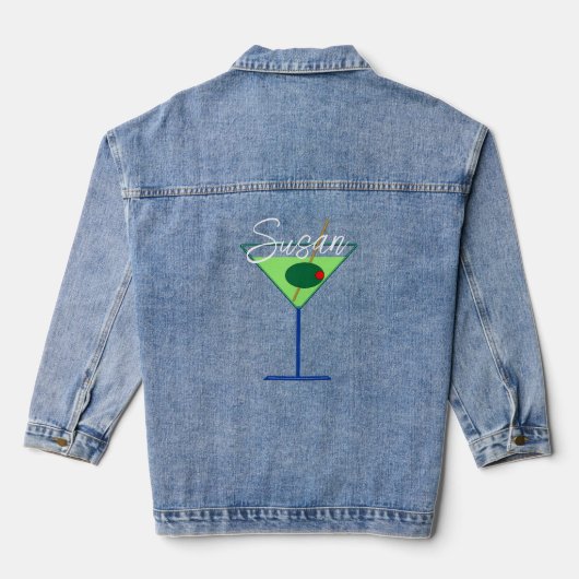 Martini Girl Cocktail Custom Denim Jacket (Verso)