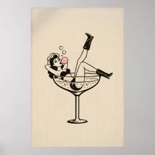 Martini Girl Poster, Minimalistische Vrouw Poster