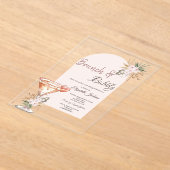 Martini Glas Hart Boho Bloemen Brunch & Bubbly Acryl Uitnodigingen (Laagn)