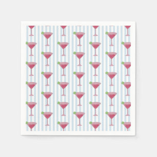 Martini glas schilderen blauw gestreept maritiem servet