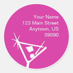 Martini glas silhouet adres label (framboos)