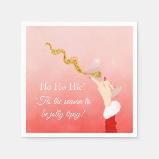 Martini Glas Spilling Kerstmis Glitter Party Servet (Voorkant)
