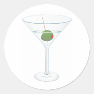 Martini glass afbeelding ronde sticker