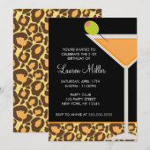Martini Glass en Leopard Print Invitations Kaart (Voorkant / Achterkant)