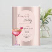 Martini Glass Heart Drips Flowers Roos Gold Kaart (Staand voorkant)