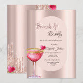 Martini Glass Heart Drips Flowers Roos Gold Kaart (Voorkant / Achterkant)