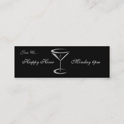 Martini Glass Metallic Happy Hour Visitekaartjes (Voorkant)