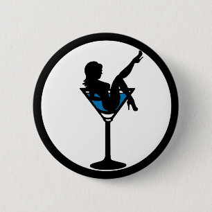 Martini glass silhouette bachelor party button