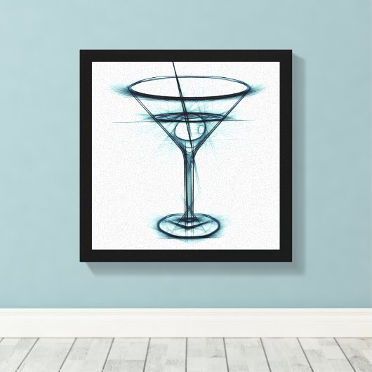 Martini Glass Sketch Canvas Afdruk (Insitu (Houten vloer))