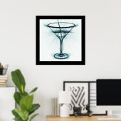 Martini Glass Sketch Poster (Thuiskantoor)