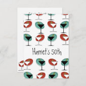 Martini glazen ontwerpverjaardag of partijuitnodig (Voorkant / Achterkant)