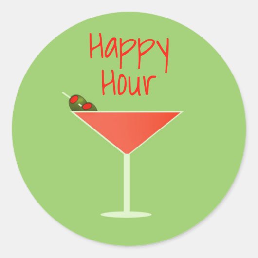 Martini Happy Hour Envelope Afdichtingen Ronde Sticker (Voorkant)