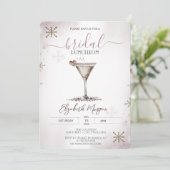 Martini Heart Snowflakes bruidslunch Kaart (Staand voorkant)