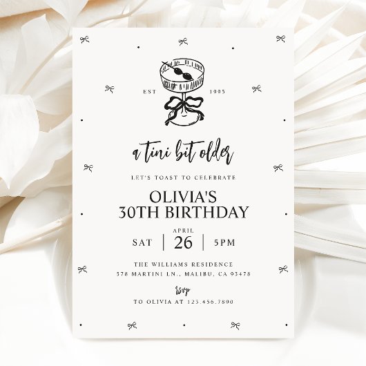 Martini Invitation À Thème Anniversaire, Un Tini U