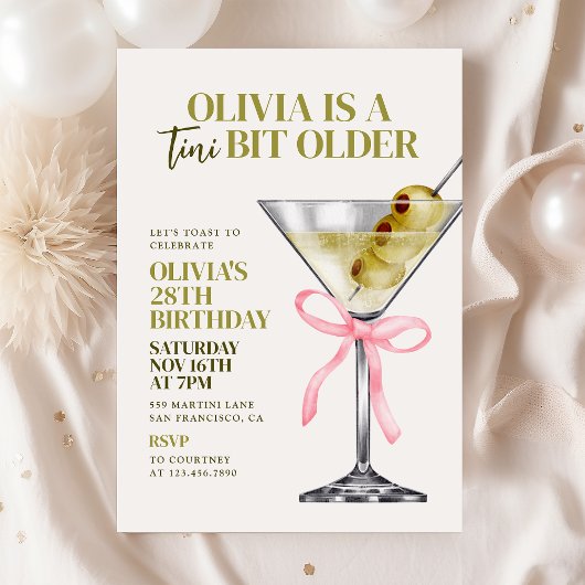 Martini Invitation À Thème Anniversaire, Un Tini U