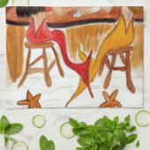 Martini Mermaids art cuisine et serviettes de bain (Plié)
