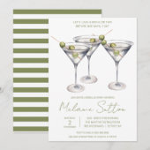 Martini met olijven, Cocktail Drink, Vrijgezellenf Kaart (Voorkant / Achterkant)