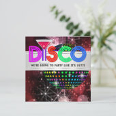 Martini Mirror Ball Disco Party Kaart (Staand voorkant)