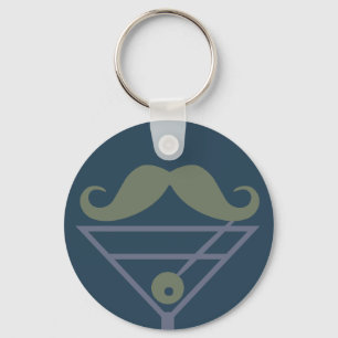 Martini Mustache aangepaste sleutelketen Sleutelhanger