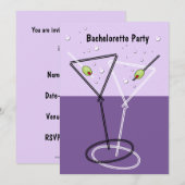 Martini Paars Bachelorette Party Kaart (Voorkant / Achterkant)