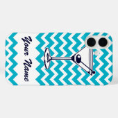Martini Pictogram met Blauw Chevron Patroon Case-Mate iPhone Case (Achterkant (horizontaal))