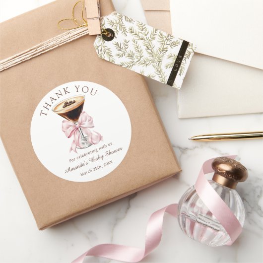 Martini Pink Baby Shower Thank you Sticker (Geschenken)