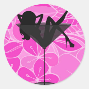 Martini rose verre fille autocollant