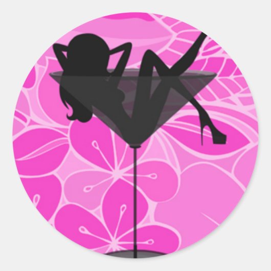 Martini rose verre fille autocollant (Devant)