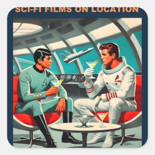 Martini Ruimtereis Poster Sciencefiction Films In  Vierkante Sticker