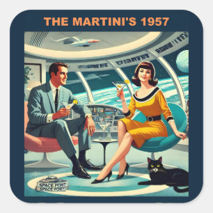 Martini Ruimtereisposters De Martini's 1957 Vierkante Sticker