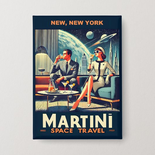 Martini Ruimtevaart Posters New York, New York Button (Voorkant)