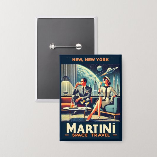 Martini Ruimtevaart Posters New York, New York Button (Voorkant / Achterkant)