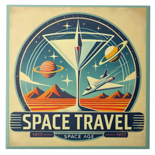 Martini Space Travel 1957 New Worlds Logo Tegeltje (Voorkant)