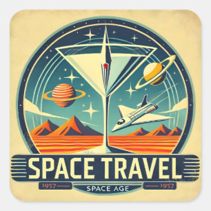Martini Space Travel 1957 New Worlds Logo Vierkante Sticker