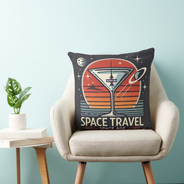 Martini Space Travel 1957 Space Age Logo Kussen (Stoel)