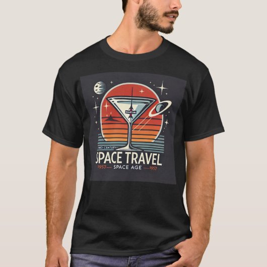 Martini Space Travel 1957 Space Age Logo T-shirt (Voorkant)